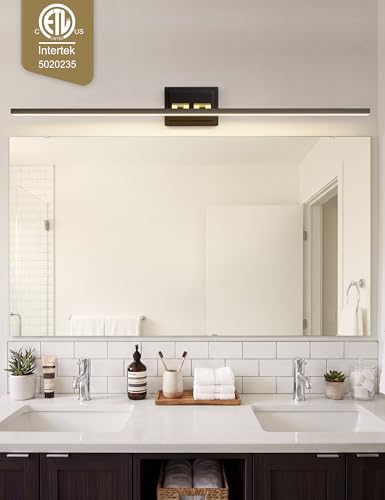 Image of VOLISUN Modern Bathroom Vanity Light 55 inch, Rotatable, 36W Dimmable 5CCT Led Bathroom Light Fixture Over Mirror, Black Gold Bar Vanity Light for Bathroom Mirror Cabinets-ETL Certificated