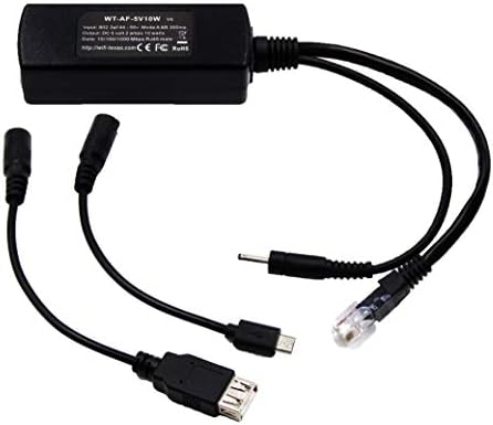 PoE Texas PoE Power Adapter for USB-A and Micro-USB Compatible Devices Including Apple Cables for POS, Digital Signage, & More - 802.3af POE to 5 Volt Splitter - Extends Power Delivery Up to 328 Feet