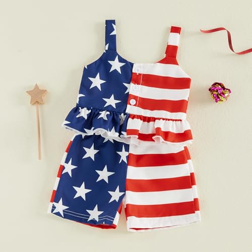 Image of Little Toddler Kids Girl Clothes Set 1-8 Years Summer Outfits Solid Color Tank Tops & Shorts