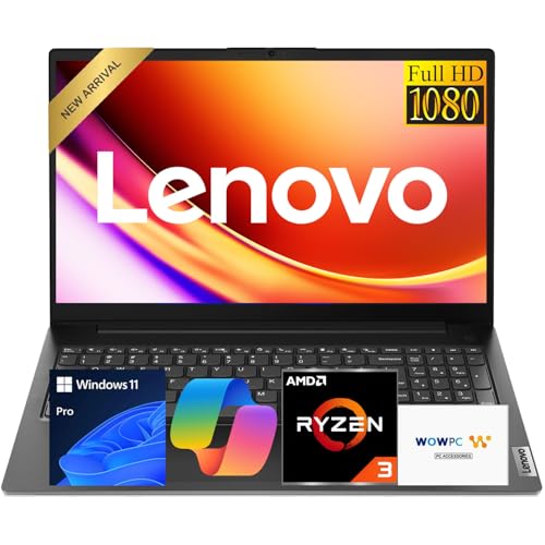 Image of Lenovo New V15 Business and Student Laptop, AMD Ryzen 3 7000 Series(Beat i7-1160G7), 16GB DDR5 RAM, 512GB PCIe SSD, 15.6 inch FHD IPS Display, Ethernet Port RJ-45, Windows 11 Pro, WOWPC USB, No Mouse