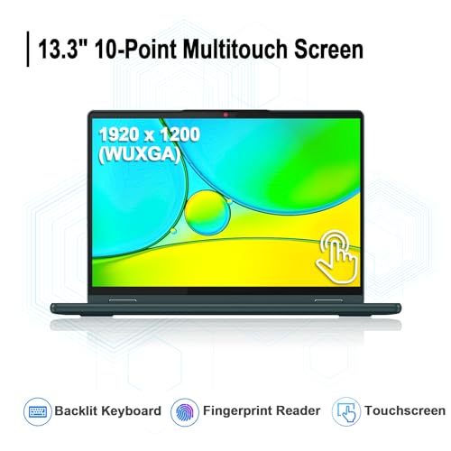 Image of Lenovo Yoga 6 2 in 1 Touchscreen Laptop, 13.3 inch 1920x1200 Display, AMD Ryzen 5 7530U(Beat i7-1255U), 8GB RAM, 512GB SSD, 12.5H Use, Backlit KB, Fingerprint, Wi-Fi 6, Win11 Pro & Office Lifetime License