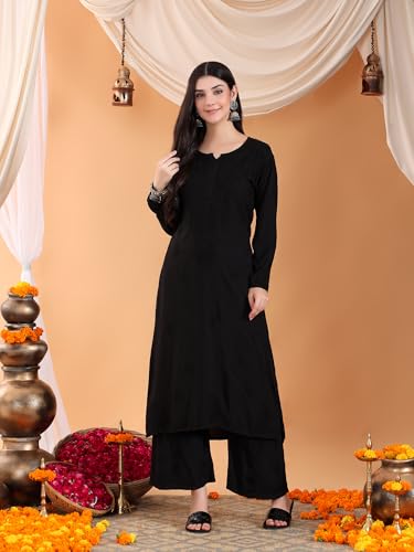 Image of POSHAK CHIKAN STUDIO Women's Hand Embroidered Lucknowi Chikankari Rayon Co-ord Set