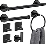 WEAGP 7 Piezas Juego de Accesorios de Baño, Ganchos para Toallas, Toallero Baño 41cm + Portarrollos para Papel + Anillo...