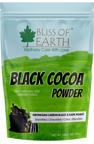 Bliss of Earth Black Cocoa Powder Natural and Unsweetened Carbon Black & Dark Roast Perfect for Cooking & Baking Cakes, Biscuits, Oreo, Chocolates, Smoothies 1KG