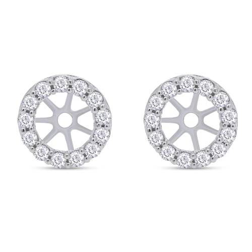 Lab Created Moissanite & Lab Grown Diamond Women's Earring Jackets For 7MM Round Shape Studs In 14k Gold Over 925 Sterling Silver (0.40 Ctw), Gift For Her
