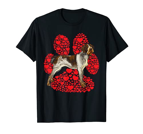 German Wirehaired Pointer Valentines Day Dog Love Paw T-Shirt, Black
