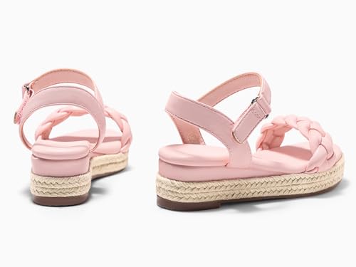 Image of Coutgo Girls Platform Sandals Espadrille Braid Open Toe Ankle Strap Wedge Sandals Summer Dress Shoes for Toddler /Little /Big Kids