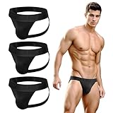 JOCKLAND 3 Pack Jockstrap Men's Thong Underwear, Sexy Jock Straps Boxer Brief Underwear for Men Athletic Supporters Underpants
