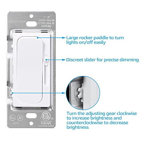 Torchstar 0-10V Led Dimmer Switch, Single-Pole Or 3-Way Light Switch, 120-277V For Dimmable Led Panel Light Linear Light, Etl Listed, Pack Of 2 #TOP5