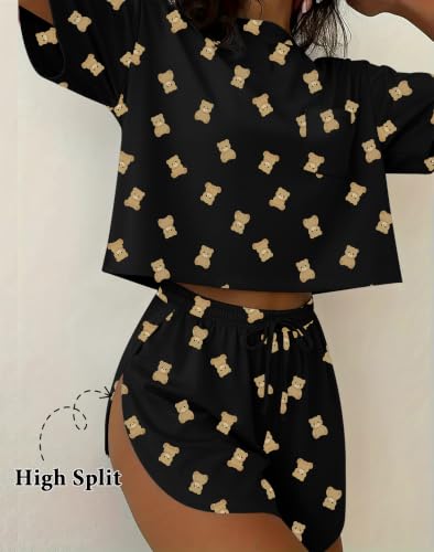 Image of Ekouaer Womens Pajama Sets Sexy Lounge Sets Side Split Short Pj Sets Cute Pjs 2 Piece Comfy Sleepwear Loungewear