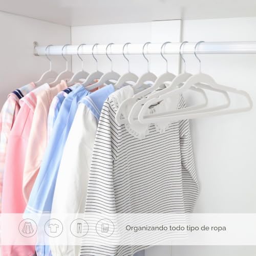 Miniatura 7 de Mangotree 32 Perchas De Terciopelo Para Niños De 35 Cm, Ultrafinas Con Gancho Giratorio De 360 , Antideslizantes De Fieltro Para Jóvenes, Resistentes Y Duraderas Blanco
