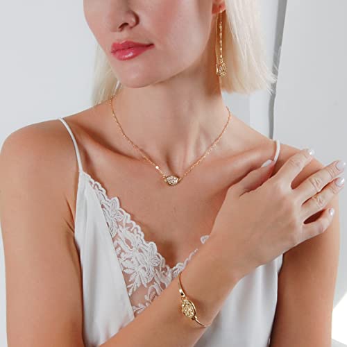 Humble Chic Simulated Druzy Stone Bracelets - Bohemian Upper Arm Cuff Bracelets For Women, Stackable Bracelets For Women, Simple Stacked Boho Bridal Bracelet Stack, Thin Wire Bangle, Gold - Gold Stone #TOP7