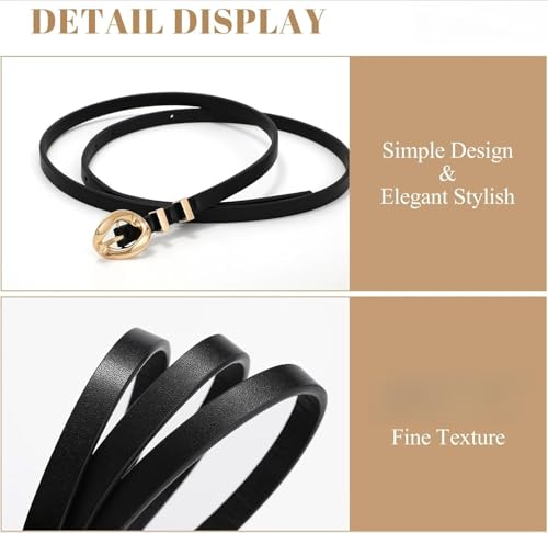2 Pack Women's Skinny Genuine Leather Belt 0.39" Wide Thin Waist Belt4