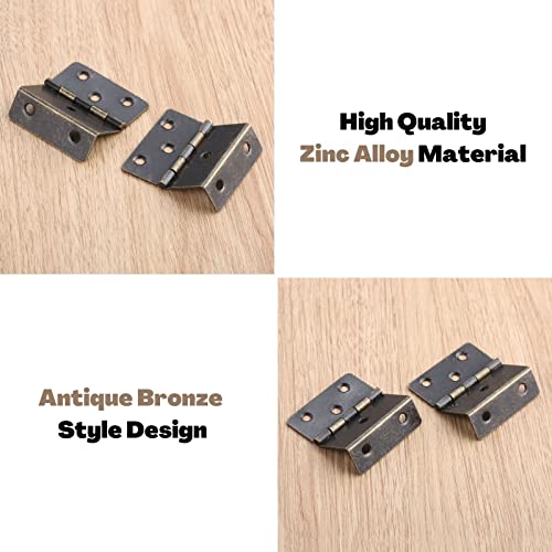 Antique Bronze Hinges, Yetaha 2 Pcs Decorative Box Hing With 12 Screws, Three Folding Hardware Hinge For Door, Cabinet, Furniture, Vintage Jewelry Chest #TOP4