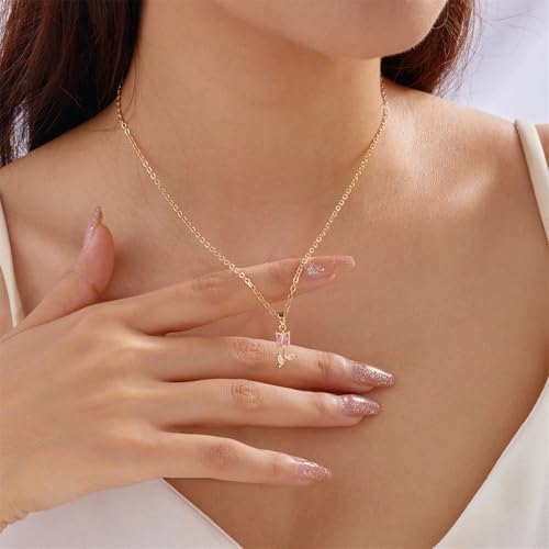 Image of coadipress Tulip Flower Pendant Necklace for Women Dainty Elegant Boho Temperament Crystal Tulip Necklace Trendy Statement Friendship Jewelry