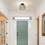 Black Crystal Ceiling Light Fixture,Modern Semi Flush Mount Ceiling Lighting Fixture,Round Small Chandelier for Hallway, Entryway, Laundry Room, Kitchen, Bedroom, Foyer, Bathroom, 1 Light, 9 inch - Image 3