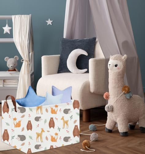 Image of Rectangular Kids Storage Basket Gift Basket Baby Storage Basket Cute Kids Toy Storage Bin Organizer Shelf Book Basket Room Decor(Yellow Animal)
