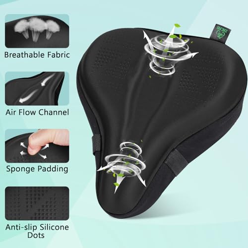 Zacro ZBS5-AUX-US-1 Bike Seat Cushion - Padded Gel Bike Seat Cover For Men & Women Comfort, Extra Soft Bicycle Saddle Fit With Peloton thumb #2