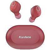 Kurdene Wireless Earbuds,Bluetooth Earbuds with Charging Case Bass Sounds IPX8 Waterproof Sports Bluetooth Headphones with Mic Touch Control 24H Playtime -Burgundy