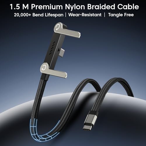 Image of Sounce 2-in-1 Invisible Phone Stand Charging Cable 240W | Fast Charging Cord with Built-in Phone Holder | Tangle Free Nylon Braided | Compatible with Smartphones & Tablets