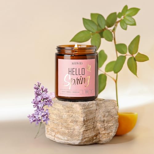 Image of AOOVOO Hello Spring Candles - 9 oz Lilac Scented Candles, Aromatherapy Candle, Soy Candle for Home Scented