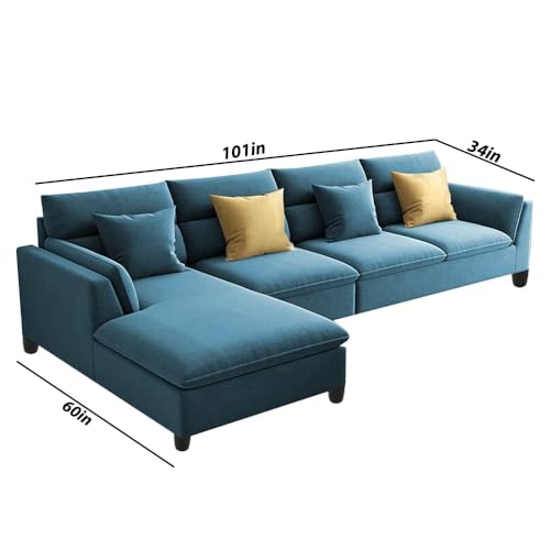Image of Casaliving Delton LHS 6 Seater L Shape Sofa Set for Living Room (Turquise) Premium Fabric Sofa Set