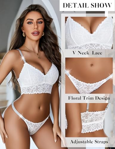 Image of Avidlove Lingerie Set for Women Lace Bra and Panty Set Two Piece Sheer Bralette