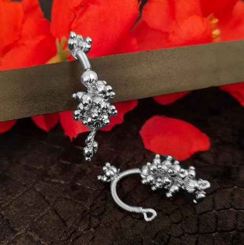 Image of VAMA FASHIONS 18K Gold Plated Anti Tarnish Half Moon Peacock Shape Traditional Maharashtrian Press on Bugadi Upper Ear Clip on Earrings For Women & Girls
