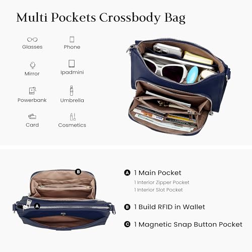 Image of befen Genuine Leather Crossbody Purses for Women, Women's Small Crossbody Shoulder Bag with Built in RFID Wallet