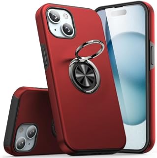 KRAFTCARE Case Compatible for iPhone 15 Case with Kickstand Ring, Upgrade Shockproof and Anti Scratch 360° Magnetic Ring Holder Stand Protective Phone Case Cover Compatible for iPhone 15 - Green
