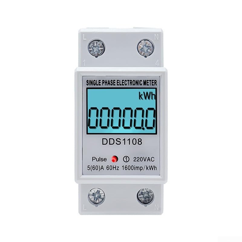 Medidor de energía monofásico 50 A 60 A con retroiluminación LCD, consumo de energía eléctrica digital para CA 220 V, indicador de pulso LED rojo, sin reinicio pero (con retroiluminación)