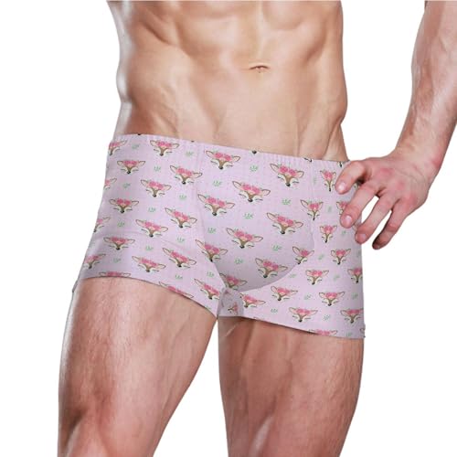 Cute Deer Flower Mens Swim Trunk Swimwear Bathing Suit Swim Brief Square Leg Board Short S B04046743