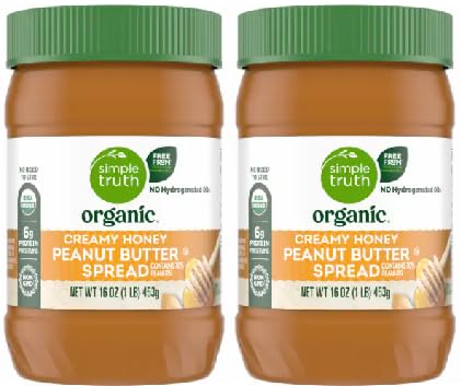 Organic No Stir Creamy Honey Peanut Butter Spread (Pack Of 2 Jars)16 oz. Each