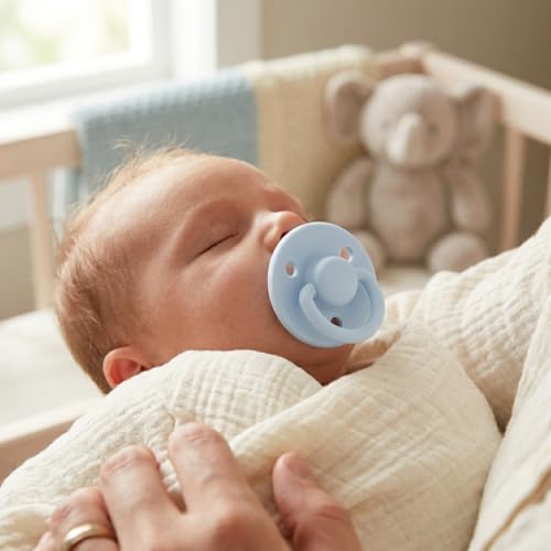 Image of Lee Lee and Me Newborn Pacifier - Sky - 100% Medical Grade Silicone Paci - Breast-Like Nipple for Natural Latch - BPA-Free - Size 0-18 Months
