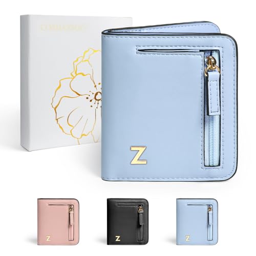 Image of COSHAYSOO Initial Teen Girl Womens Wallets RFID Slim Wristlet Keychain Easter Birthday First Communion Confirmation Gifts for 10 11 12 13 14 15 16 17 18 19 21 Year Old College Teenager, Blue Letter Z