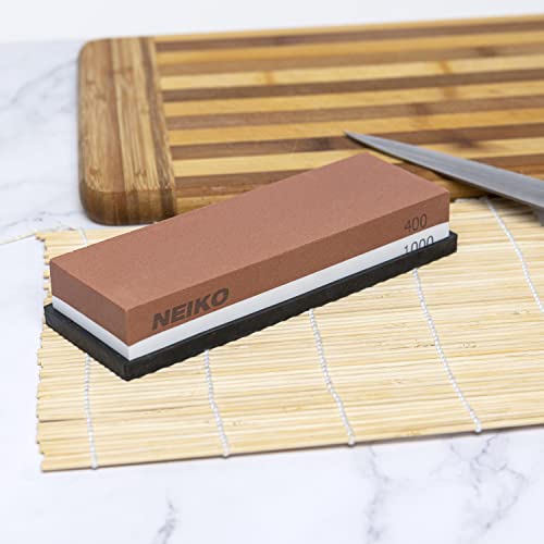 Neiko 54004A Whetstone, Knife Sharpening Stone, 400 & 1000 Grit, Coarse, 2 Side Sharpener Stone, Water Sharpening Stone Set, Scissor, Blade, Kitchen Knife Sharpener Stone, Wet Stone Sharpening Kit #TOP3