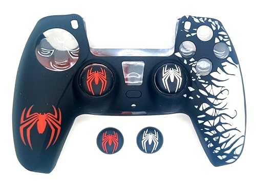 Image of TMG PS5 Controller Skin Spider-Man Theme Silicone Pecial Edition Protective Skin Case Cover for PS5 Controller with 2 Thumb Grip Caps (Red-White)