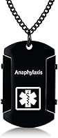 Vista 7 de Collar de identificación de alerta médica para hombres, grabado con láser, collar con colgante de etiqueta de acero inoxidable, identificación