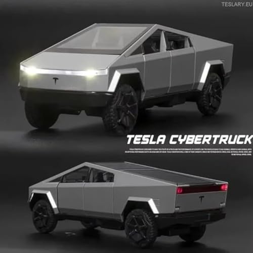 Image of Tesla Cyber Truck 1:36 Model Car Exclusive Alloy Metal Pull Back Die-cast Car Diecast Metal Toy car with Openable Doors & Light Music Best Gifts Toys Kids [Color As Per Stock]