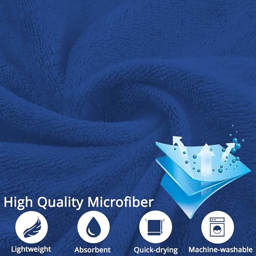 Image of 400 GSM Microfiber Cloth for Car Drying (Pack of 2) - 60x40cm Car Cleaning Cloth Superior Softness, Super Water Absorbent Towel for Car, Bike and Household Cleaning - Navy Blue