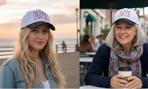 Image of Two-Toned Embroidered Lettering Dad Hat Original Classic Vintage Low Profile Baseball Cap Adjustable Plain Snapback
