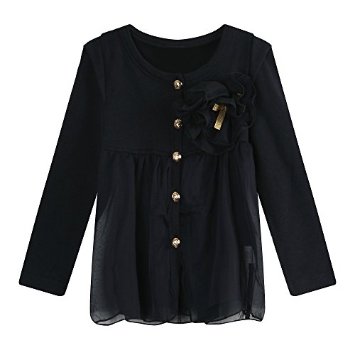 Richie House Little Girls' Sweet Knit Cardigan with Flower Accent RH1632