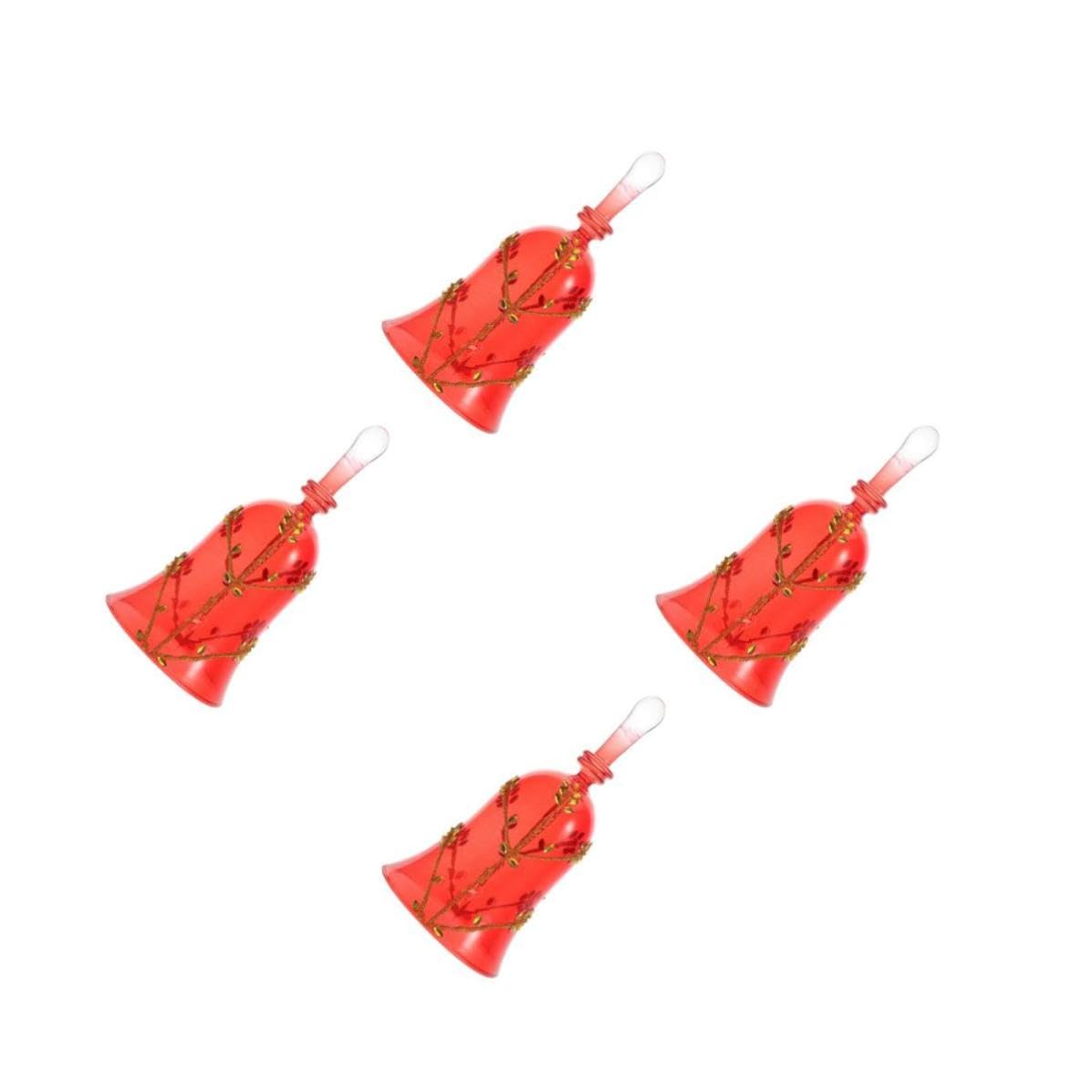 TOYANDONA 4 Piezas Campana de Mano de Vidrio Rojo para Cena Navideña,