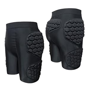 TIANSDL Padded Goalkeeper Shorts, Soccer EVA Thick Sponge Protective Shorts, Black, XX-Large, Adult, Unisex-Adults, Soccer, Football, Sports Protective Gear, Shorts