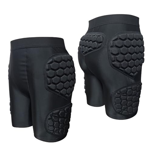 TIANSDL Padded Goalkeeper Shorts, Soccer EVA Thick Sponge Protective Shorts, Black, XX-Large, Adult, Unisex-Adults, Soccer, Football, Sports Protective Gear, Shorts