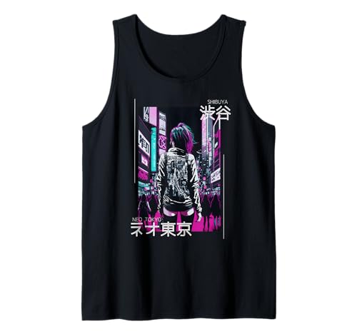 Neo Tokyo Shibuya Cyberpunk Japanische ästhetische Vaporwave Tank Top