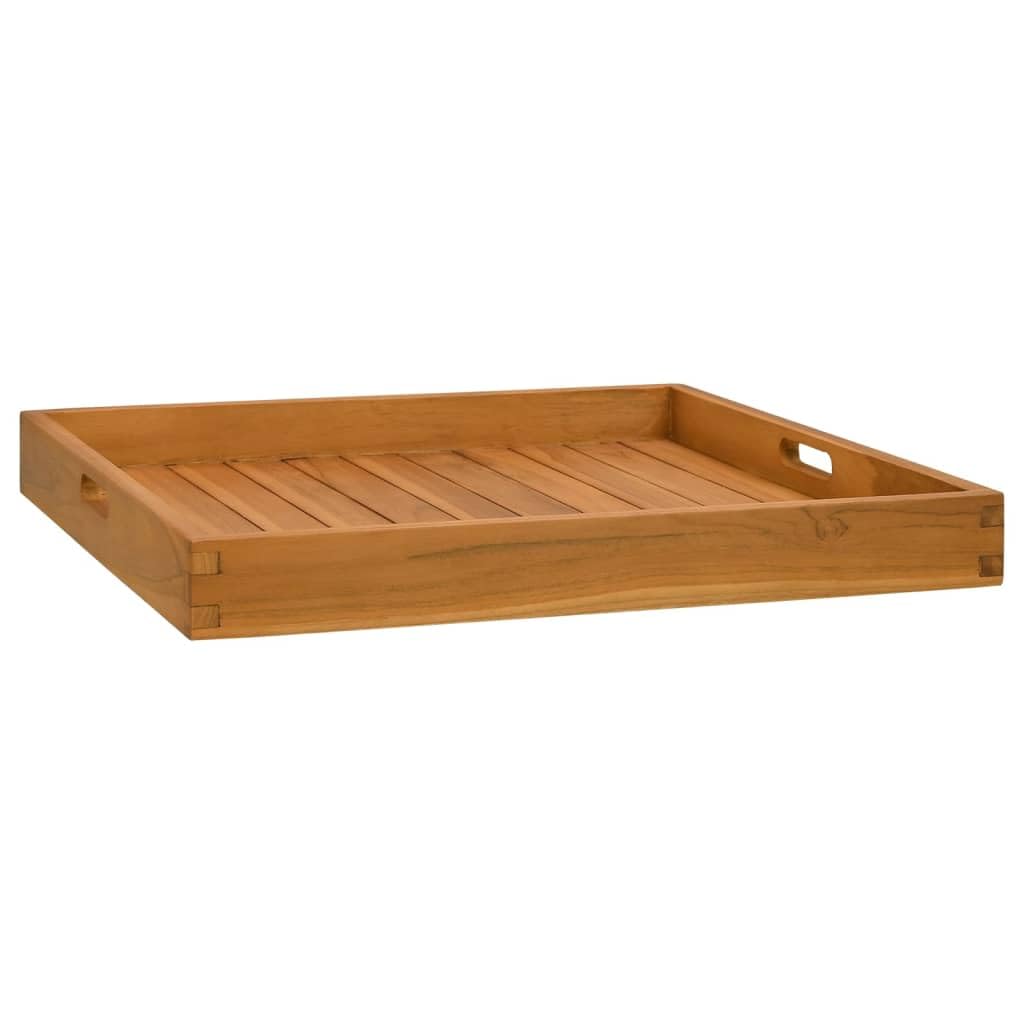 Mangloder - Vassoio da portata in legno massello di teak, 60 x 60 x 7 cm, finemente levigato con manici incassati, bordi rialzati per servire, buffet, catering, cucina, sala da pranzo e feste