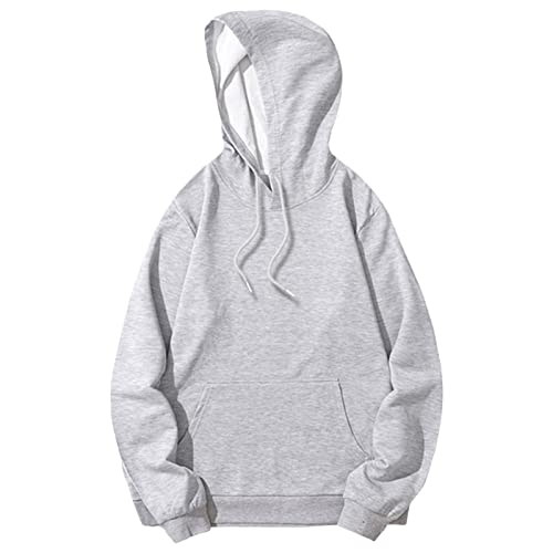 Maiyifu-GJ Men's Lightweight Casual Athletic Hoodies Long Sleeve Drawstring Hooded Pullover Hoodie Sweatshirts With Pockets (Light Grey,Small)