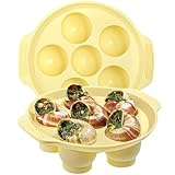 Koluti 6 Holes Nonstick Silicone Escargot Baking Dish，2-Pack Oven Safe French Snail Plates with Double-handle, 6.7 Inch Seafood Mushroom Serving Dishes for Dinner, Kitchen, Restaurant, Party