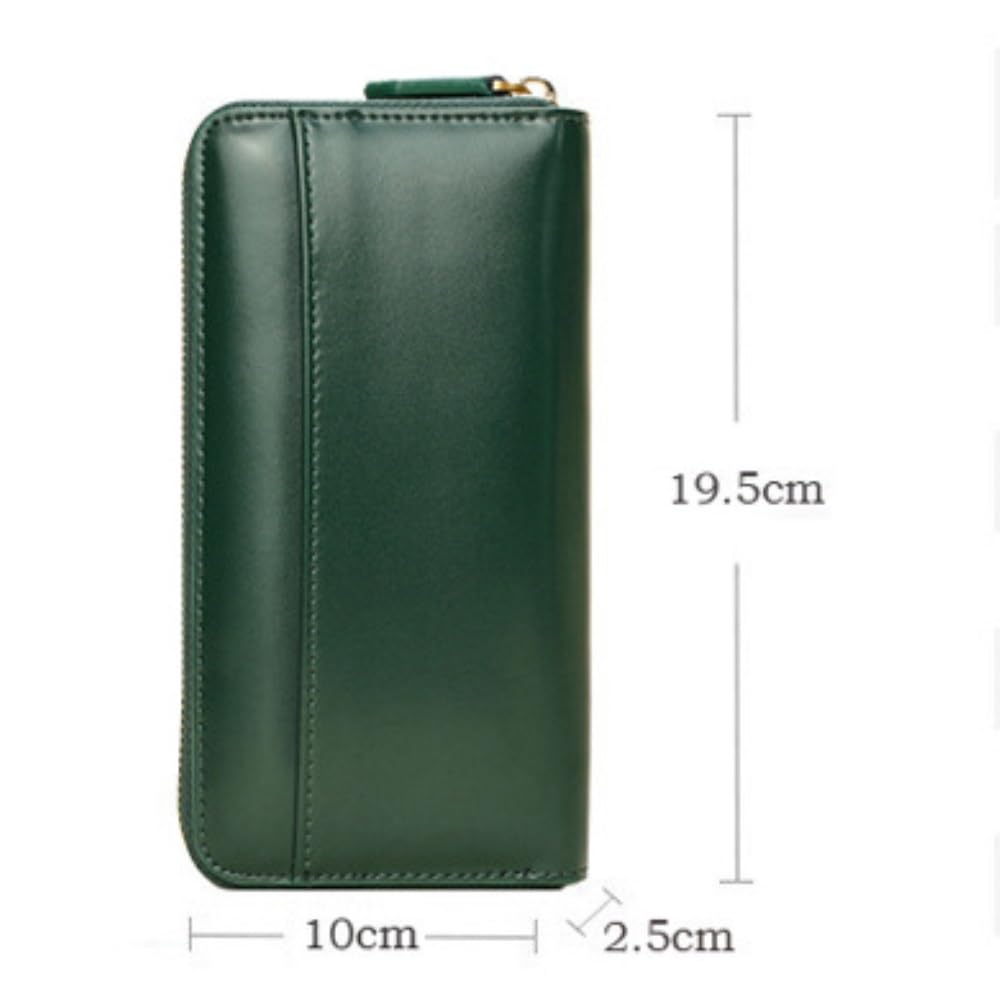 Portefeuille à Fermeture éclair en Cuir véritable, Pochette Longue Unisexe